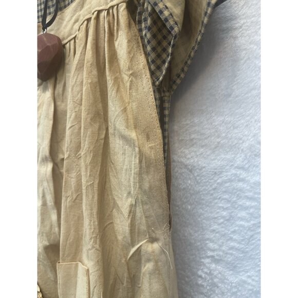 VTG Dress Pinafore Wall Hanging  W/Hat Cottagecore Country Green Gingham - Picture 11 of 13